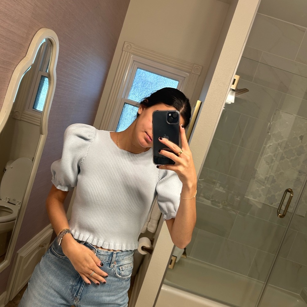 Zara blue knit top